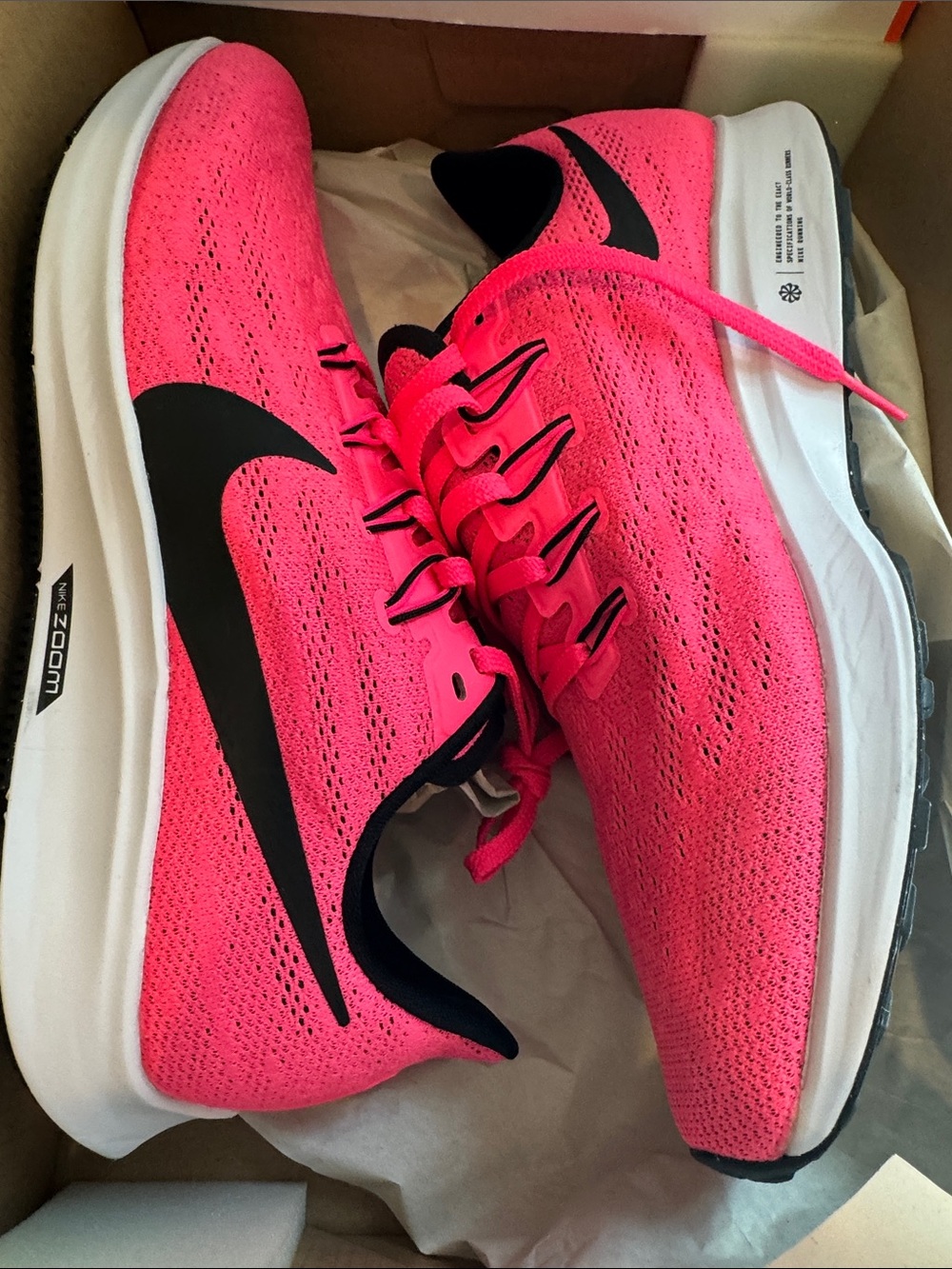 Nike Women’s AIR ZOOM PEGASUS 36 Pink Athletic Running Shoes with Black Swoosh